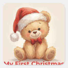 Pegatina Cuadrada My First Christmas Cute Baby Holiday Sticker