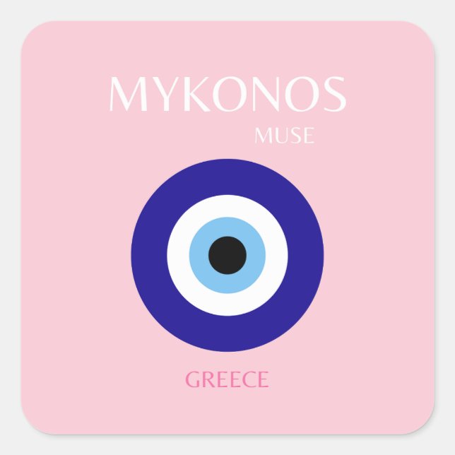 Pegatina Cuadrada Mykonos Muse, Mykonos, Pink (Anverso)