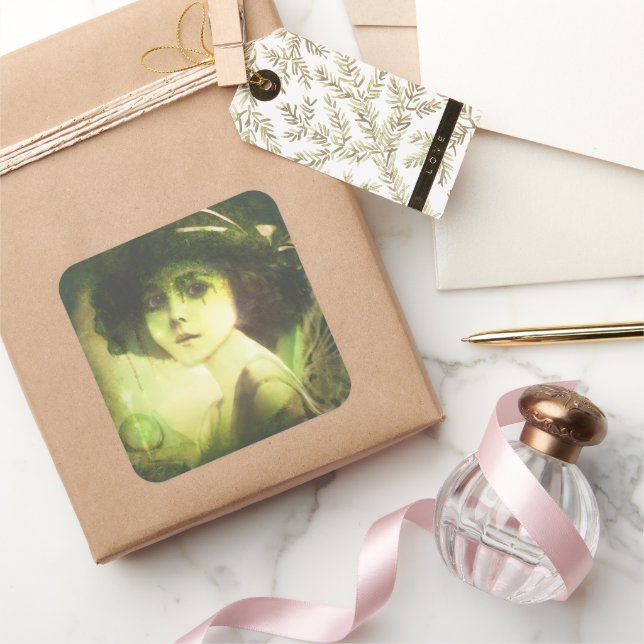 Pegatina Cuadrada Mystic Willow Tree Fantasy Art (Regalar)