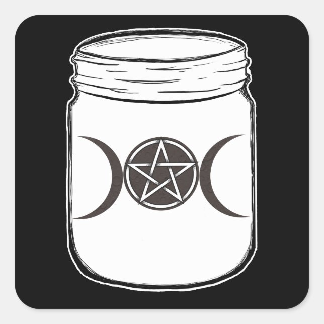 Pegatina Cuadrada Mystical Magic Moons Mason Jar Halloween Party (Anverso)