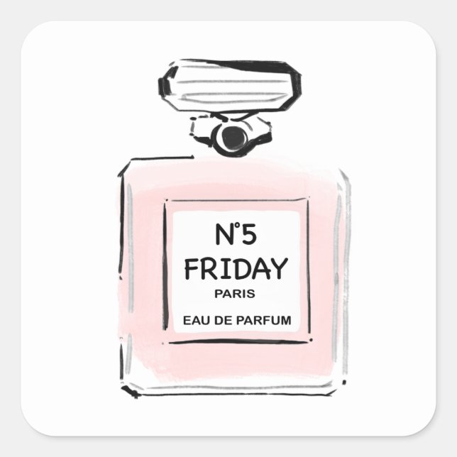 Pegatina Cuadrada N5 Viernes París Frasco de perfume (Anverso)