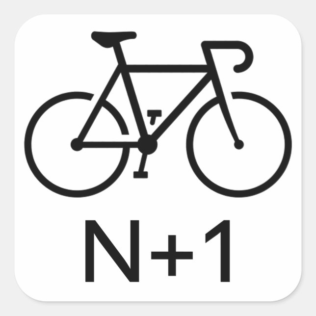 Pegatina Cuadrada N+1 Bicicleta (Anverso)