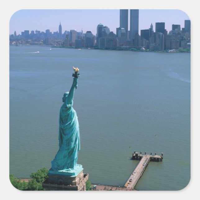 Pegatina Cuadrada N.A., EE.UU., Nueva York, Nueva York. La estatua (Anverso)