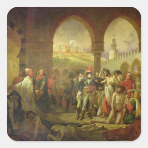 Pegatina Cuadrada N. Bonaparte visitando la plaga de