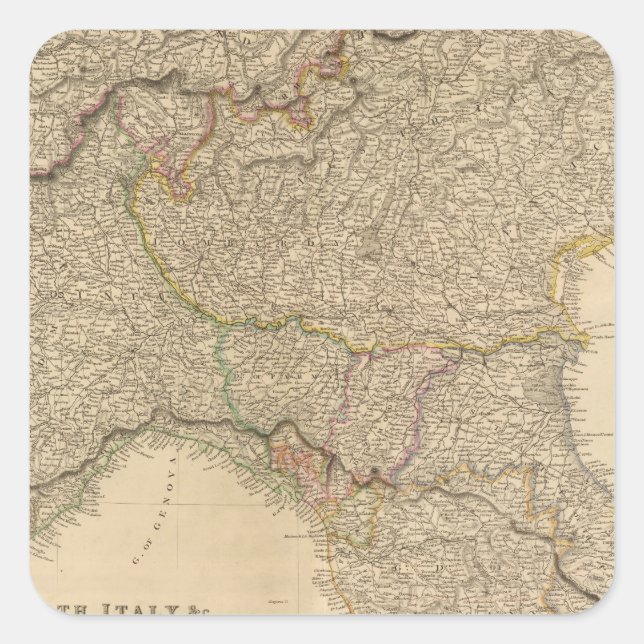 Pegatina Cuadrada N Italia, Alpes (Anverso)