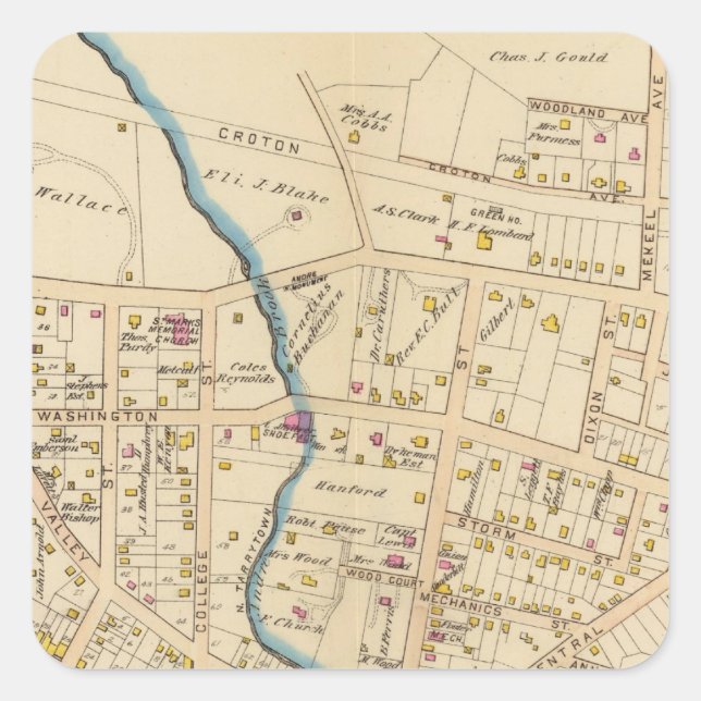 Pegatina Cuadrada N Tarrytown, Tarrytown, Nueva York (Anverso)