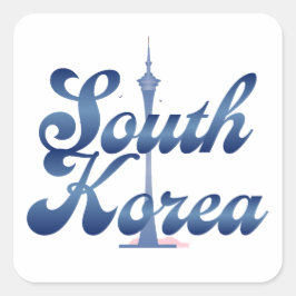 Pegatina Cuadrada N Torre de Seúl Corea del Sur