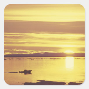 Pegatina Cuadrada NA, Canadá, Ártico Canadiense, Isla de Baffin