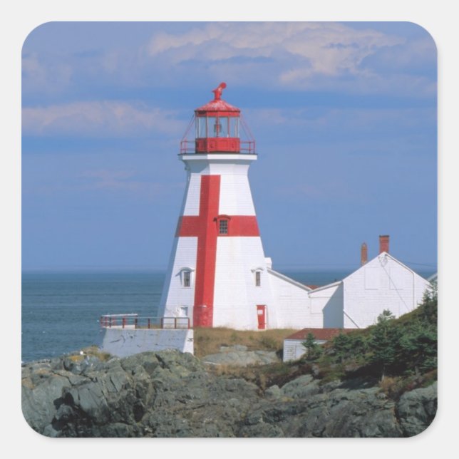 Pegatina Cuadrada NA, Canadá, Nuevo Brunswick, Isla Campobello. (Anverso)