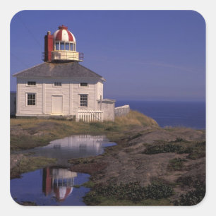 Pegatina Cuadrada NA, Canadá, Terranova, Cabo Spear. Cabo Antiguo