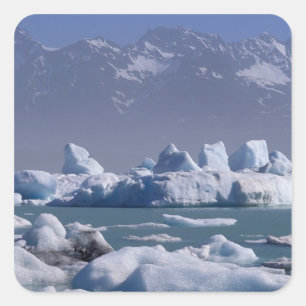 Pegatina Cuadrada NA, EE. UU., Alaska, Cordillera de San Elías, río