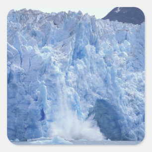 Pegatina Cuadrada NA, EE. UU., Alaska. Glaciar desmoronándose en el 