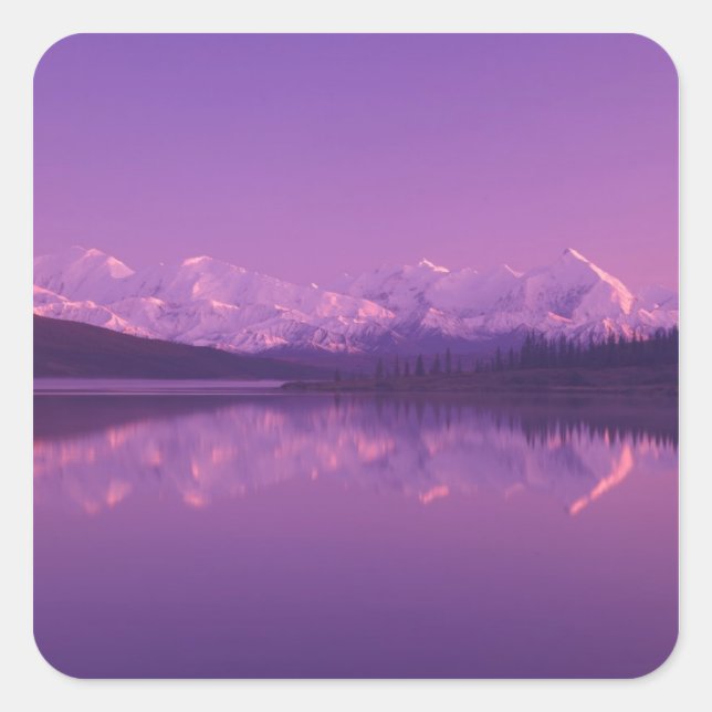 Pegatina Cuadrada NA, EE. UU., Alaska, Parque Nacional Denali, Lago  (Anverso)