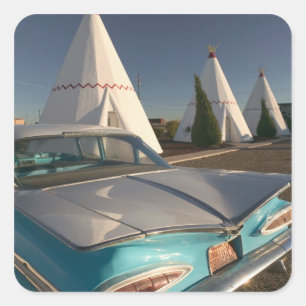 Pegatina Cuadrada NA, EE. UU., Arizona, Holbrook Ruta 66, Wigwam 2