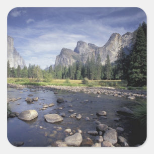 Pegatina Cuadrada NA, EE. UU., California, Yosemite NP, Vista del va