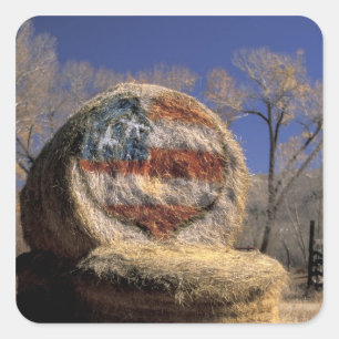 Pegatina Cuadrada NA, EE. UU., Colorado, Gunnison. Rollo de heno pat