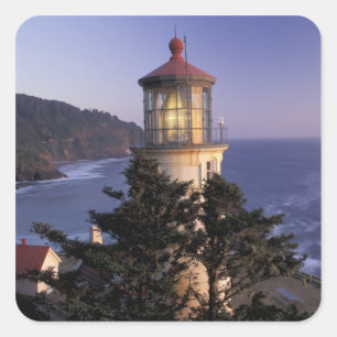 Pegatina Cuadrada NA, EE. UU., Oregón, Faro de Heceta Head,