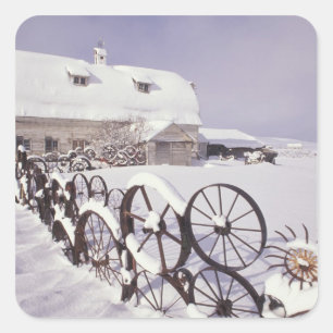 Pegatina Cuadrada NA, EE.UU., Washington, Uniontown, White Barn y