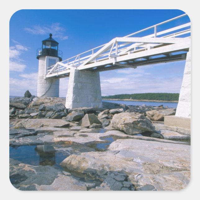Pegatina Cuadrada NA, USA, Maine, Port Clyde. Punto Marshall (Anverso)