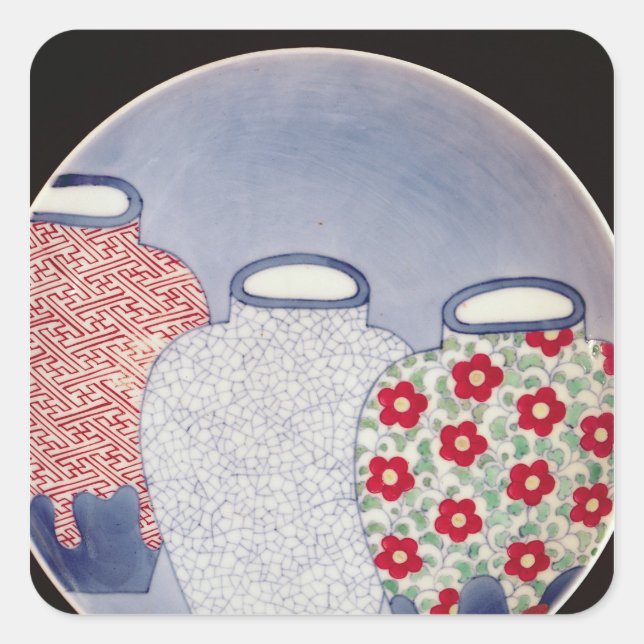 Pegatina Cuadrada Nabeshima Dish, Edo Period (Anverso)