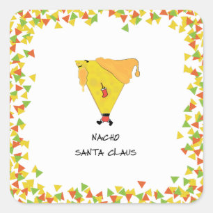 Pegatina Cuadrada Nacho Santa con Chips