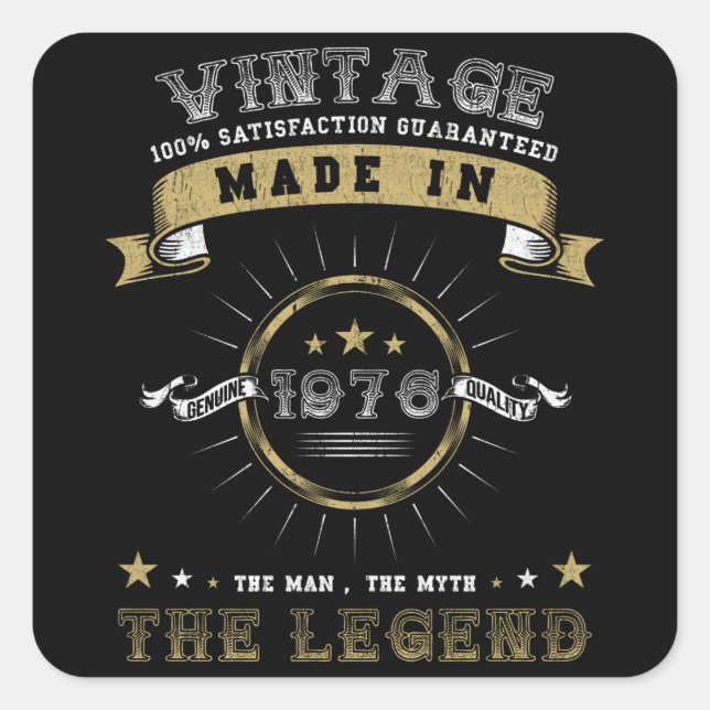 Pegatina Cuadrada Nacido en 1976 (Anverso)