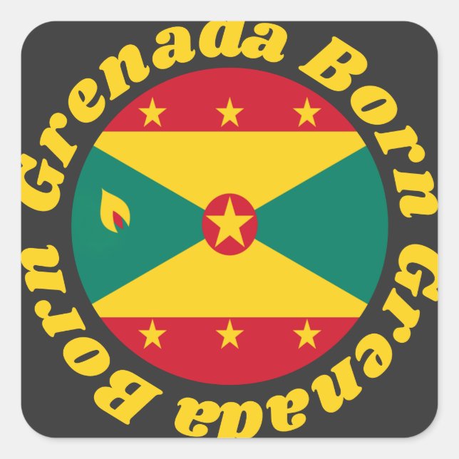 Pegatina Cuadrada Nacido en Granada | Bandera granadina suave y text (Anverso)