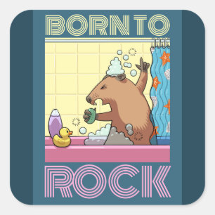 Pegatina Cuadrada Nacido en rock (Texto editable) Canto Groundhog