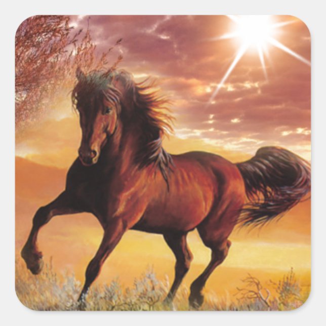 Pegatina Cuadrada Nacido Para Ser Salvaje Caballo De Espíritu Correr (Anverso)