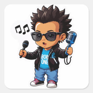 Pegatina Cuadrada Nacido para ser uno: el gran debut de Rockstar Bab