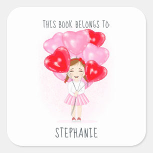 Pegatina Cuadrada Nacimiento de globo para este libro pertenece a