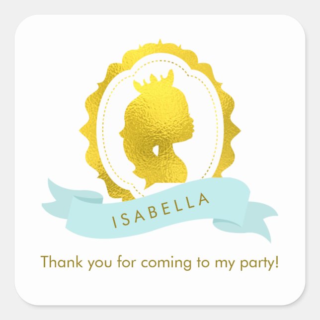 Pegatina Cuadrada Nacimiento de la Princesa de Mint Cameo (Anverso)