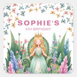 Pegatina Cuadrada Nacimiento de la Princesa Princesa de Woodland Enc