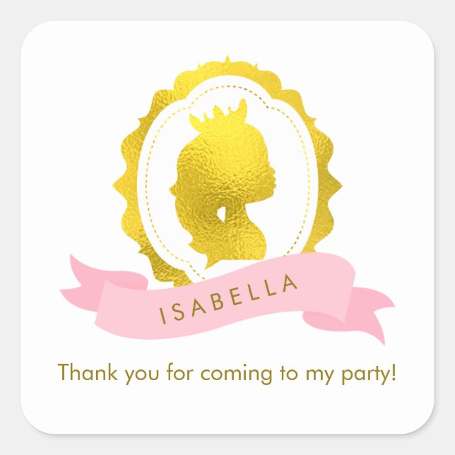 Pegatina Cuadrada Nacimiento de la princesa rosa Cameo (Anverso)