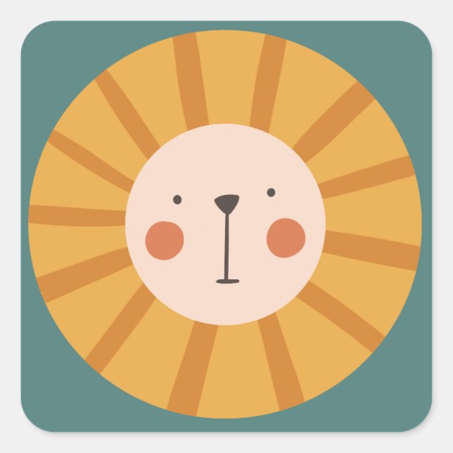 Pegatina Cuadrada Nacimiento de los pequeños leones (Anverso)