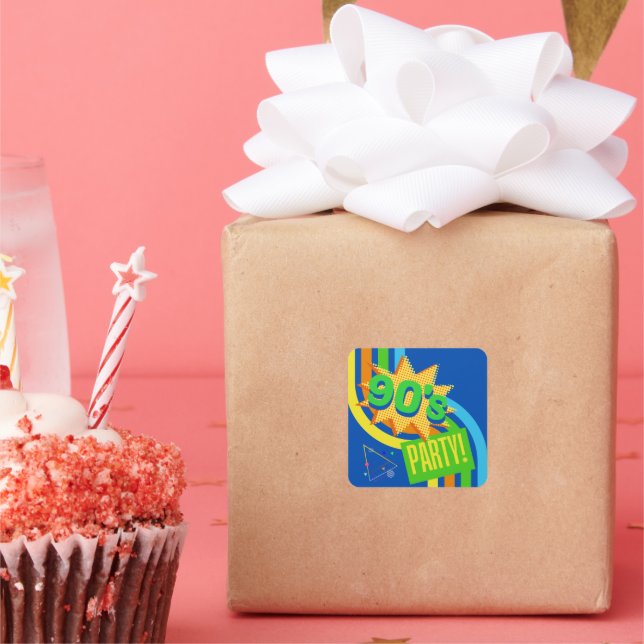 Pegatina Cuadrada Nacimiento nostálgico azul brillante del Fiesta Re (Fiesta)