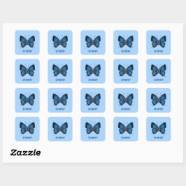 Pegatina Cuadrada Nacimiento personalizado de septiembre mariposa az