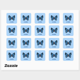 Pegatina Cuadrada Nacimiento personalizado de septiembre mariposa az