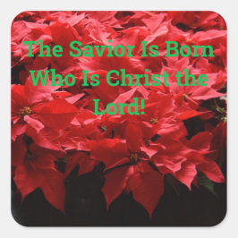 Pegatina Cuadrada Nació Salvador de Navidades cristianos