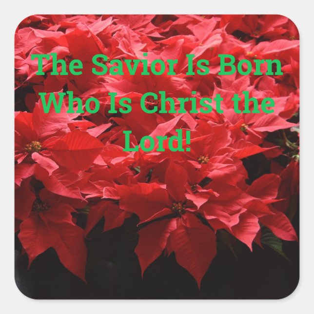 Pegatina Cuadrada Nació Salvador de Navidades cristianos (Anverso)
