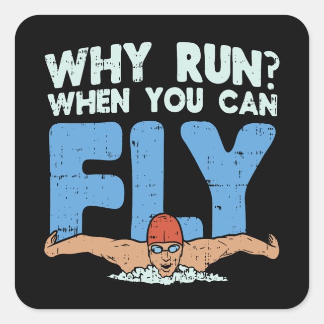 Pegatina Cuadrada Nadador (Anverso)