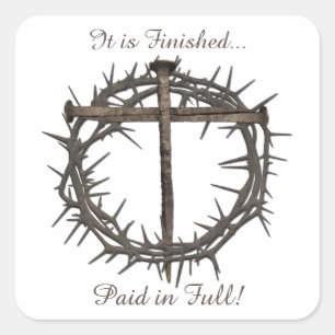 PEGATINA CUADRADA NAILLAS Y CORONA DE CRISTO ORIENTAL