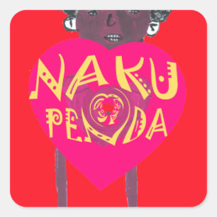 Pegatina Cuadrada Nakupenda Love Art - Swahili Heart Design