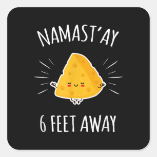 Pegatina Cuadrada Namastay a 6 metros de distancia Kawaii Amante del