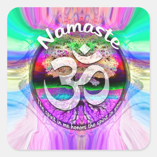 Pegatina Cuadrada Namaste (Anverso)