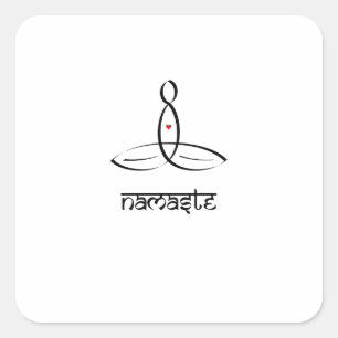 Pegatina Cuadrada Namaste - estilo sánscrito negro