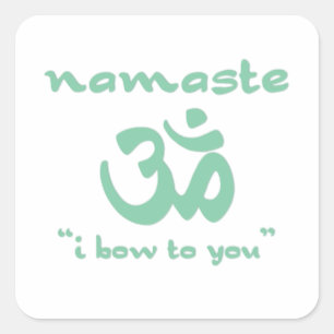 Pegatina Cuadrada Namaste - me inclino ante ti (en verde)