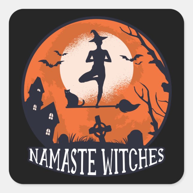 Pegatina Cuadrada Namaste Witches (Anverso)