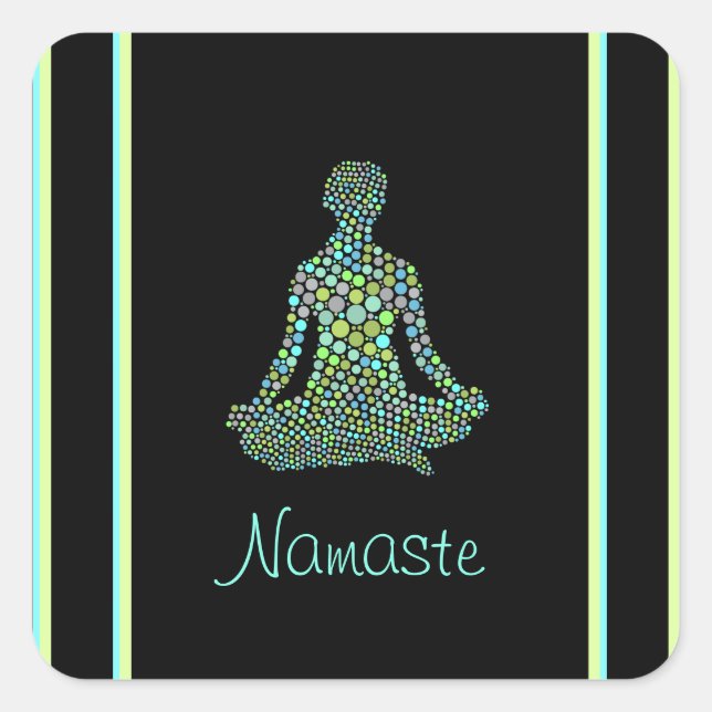 Pegatina Cuadrada Namaste Yoga Pose Serene Personalizado (Anverso)