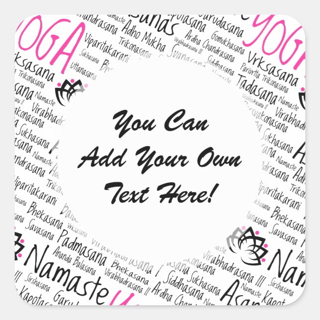 Pegatina Cuadrada Namaste Yoga Positions Asana Poses Nombres de sáns (Anverso)